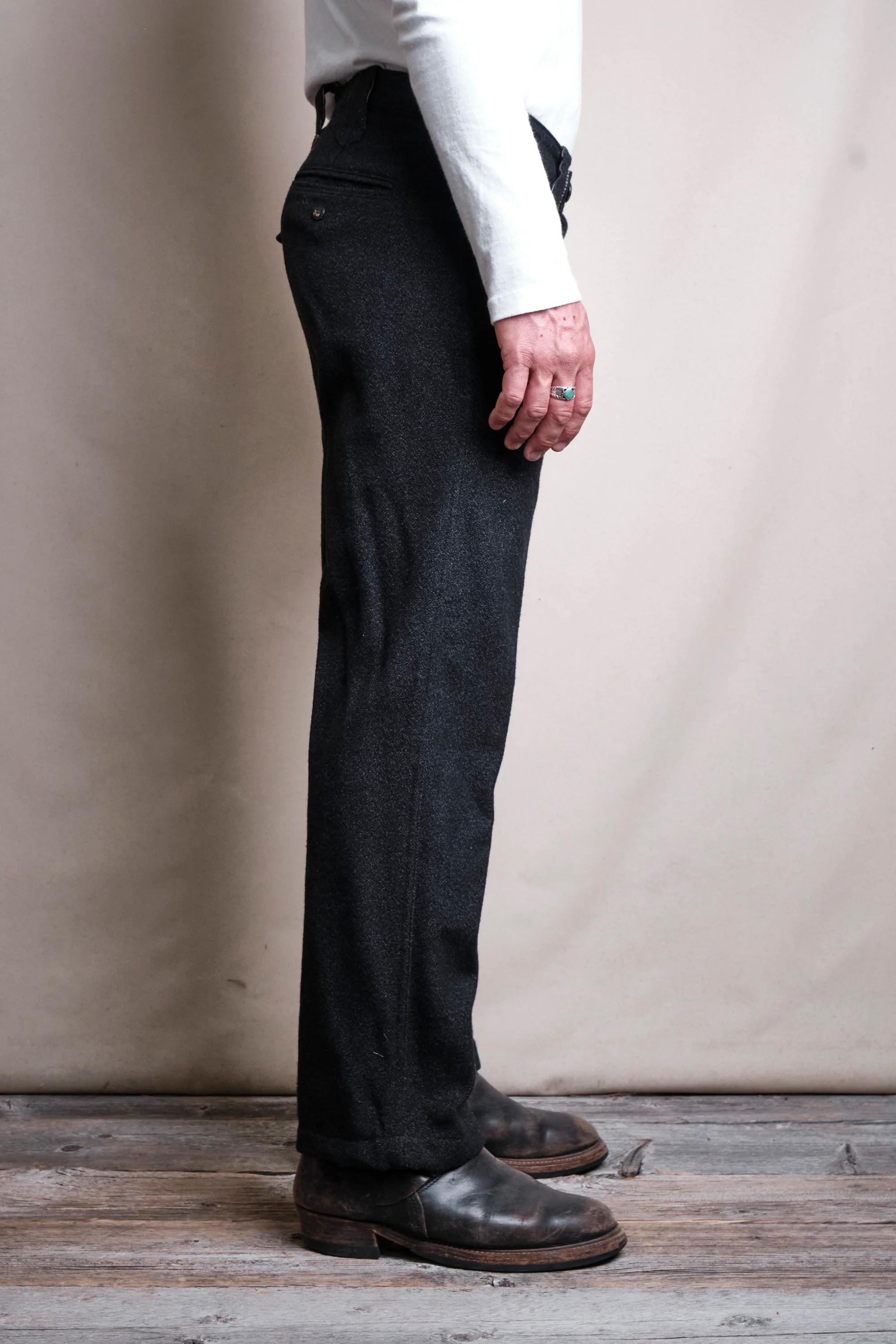 Duster Pant Black Wool - Image 3