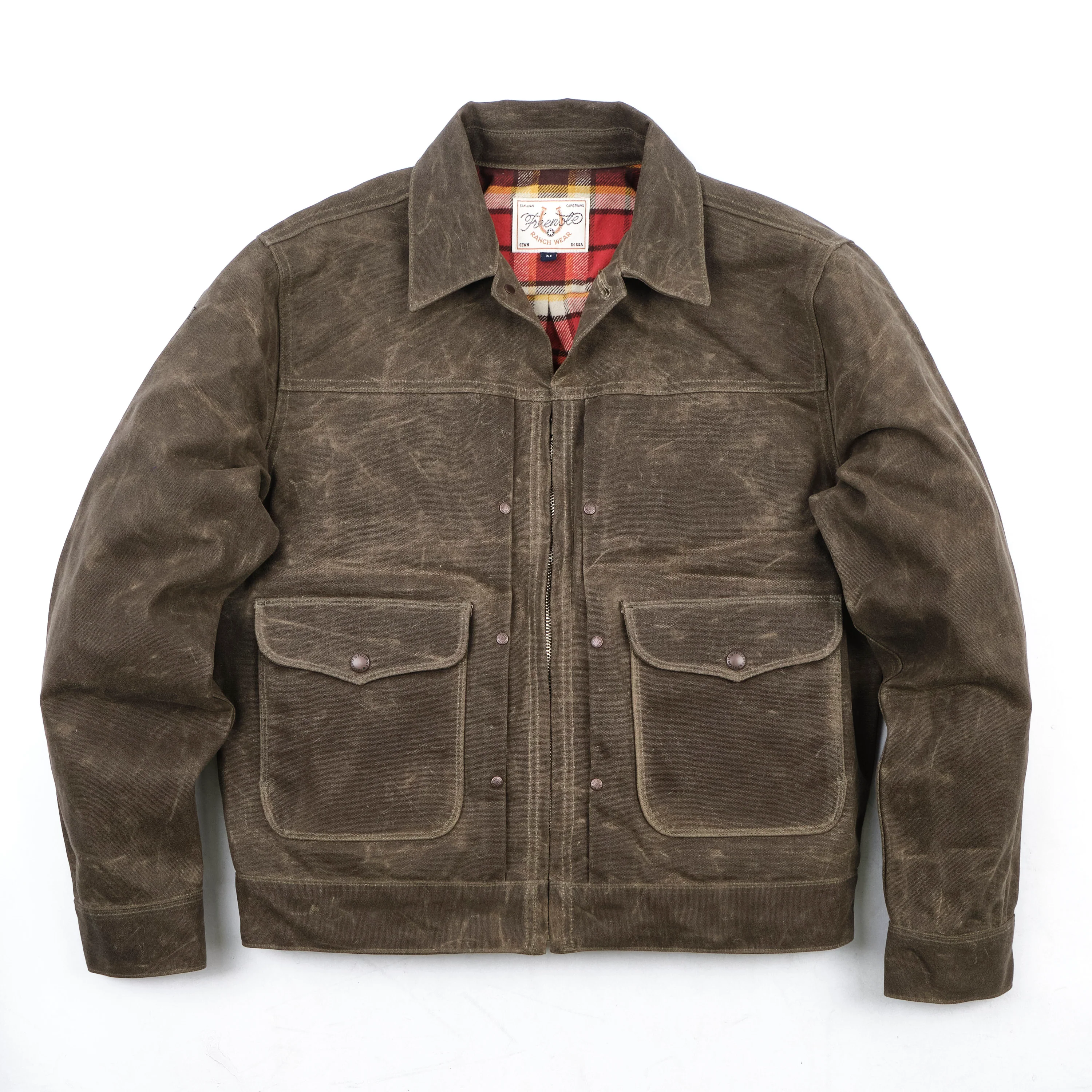 Faro Tobacco Heavy Waxed Canvas Red Plaid