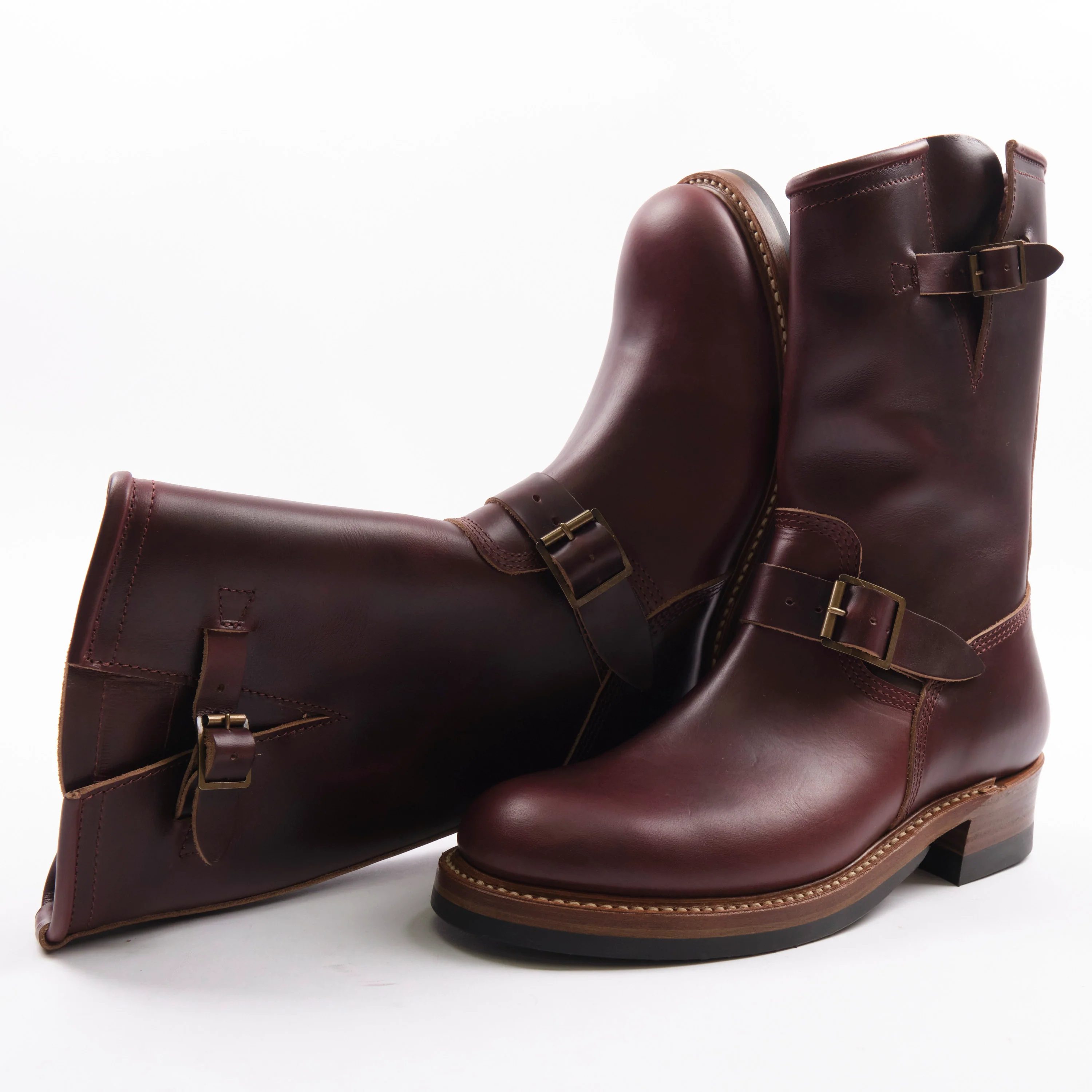John Lofgren Wabash Engineer Boots Horween Chromexcel Burgundy - Image 2